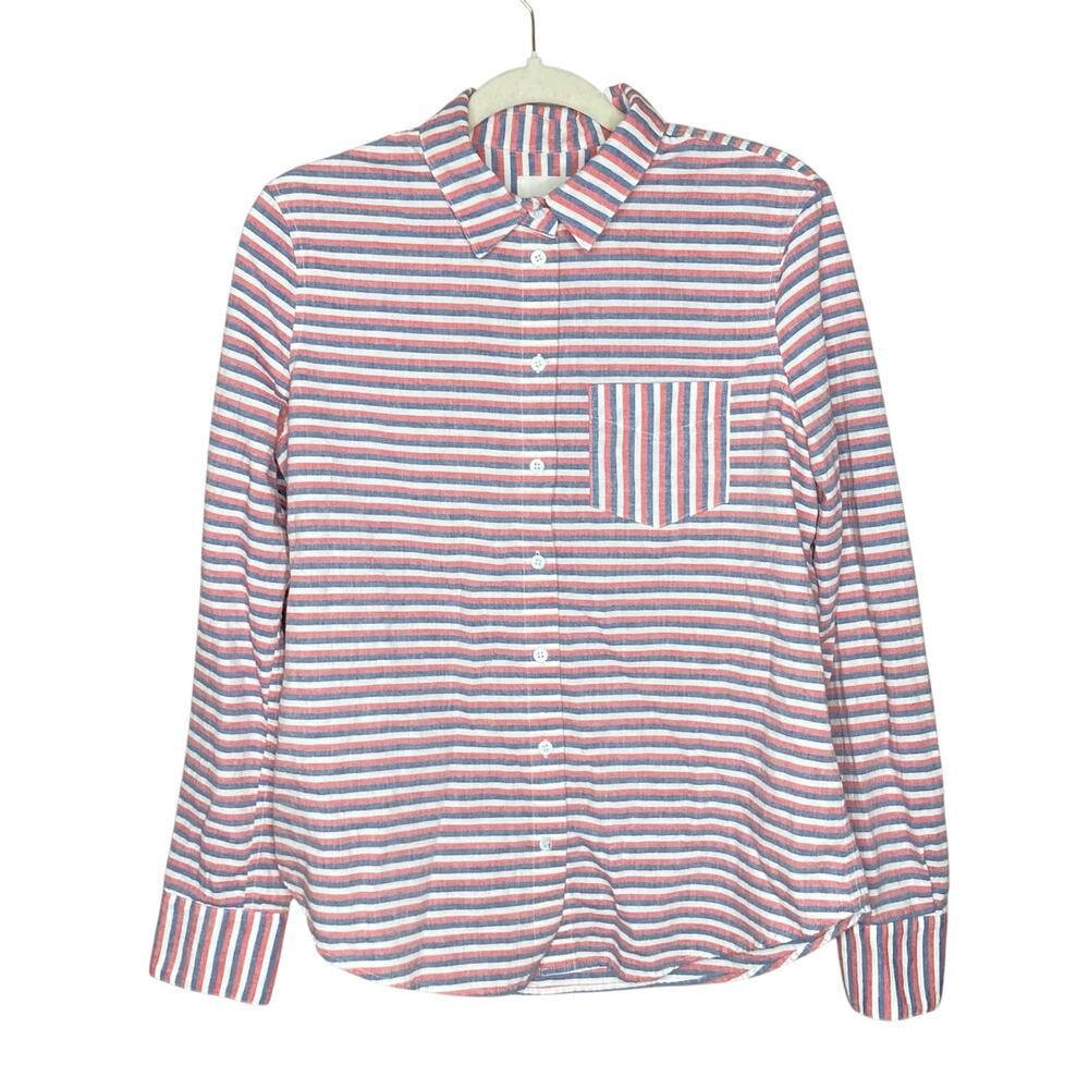 Band Of Outsiders Women’s Long Sleeve Button Down Shirt Red White Stripes Size 3